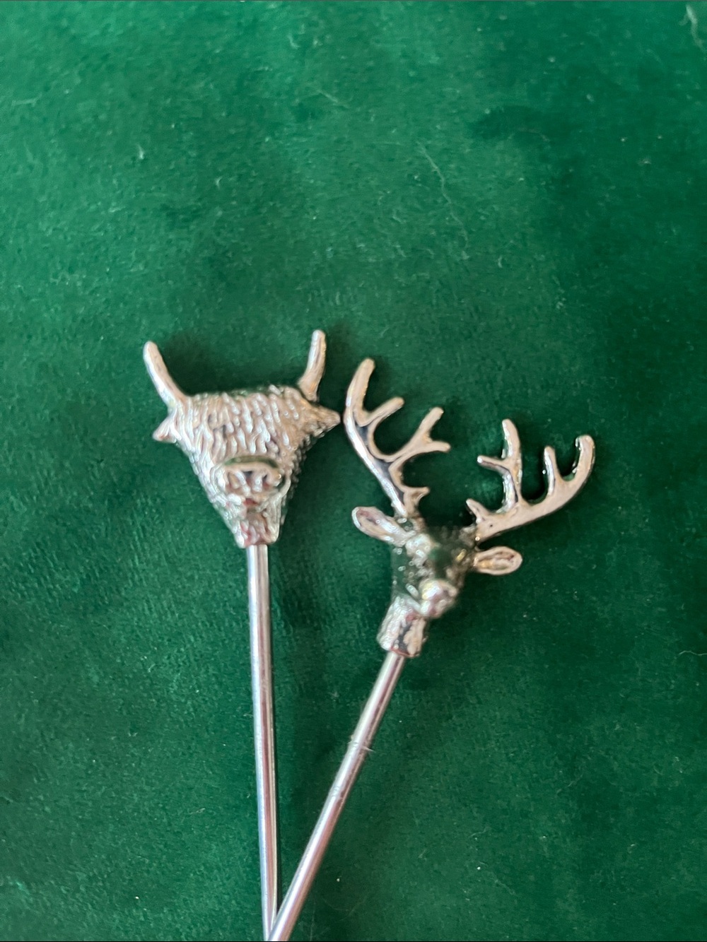 Scottish Silver Deer & Highland Cow Cocktail Picks - Set of 2
